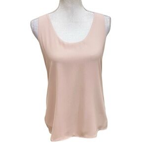 Ann Taylor scoop neck sleeveless tank top blouse longline blush size medium